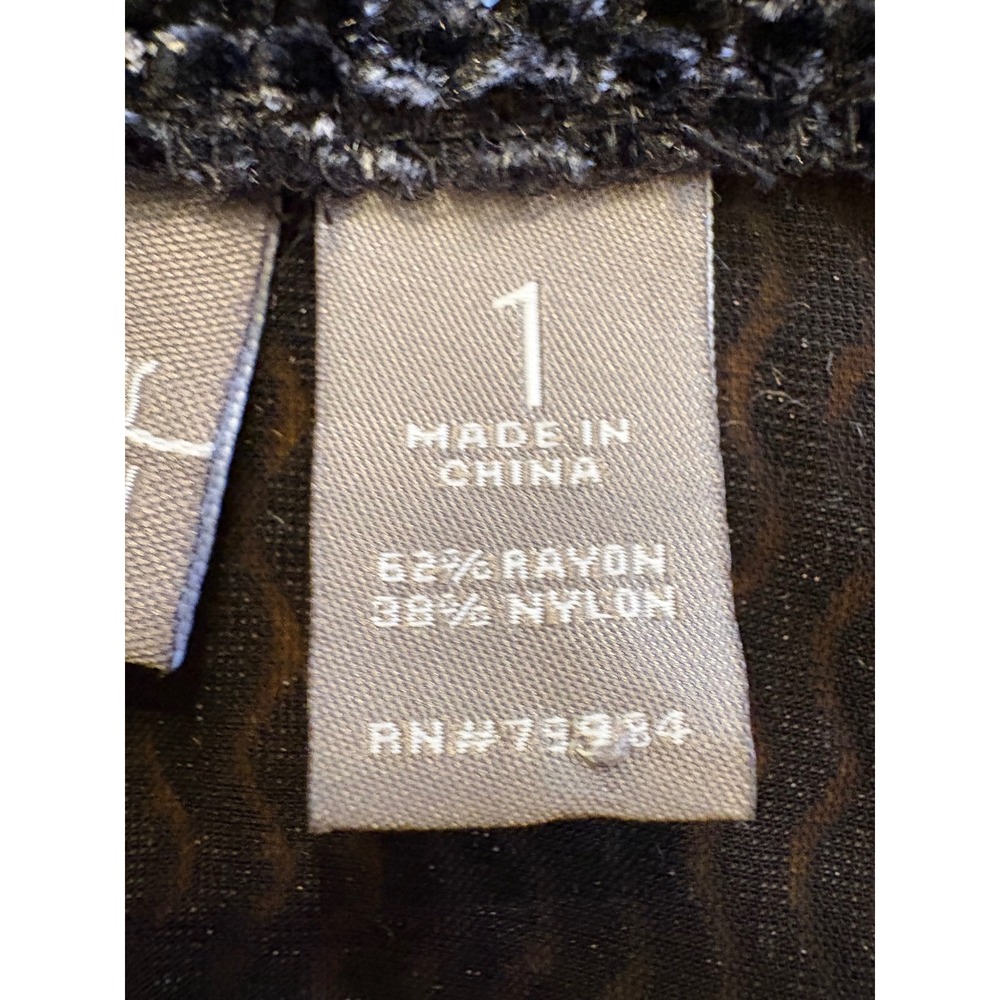 Chicos Travelers Collection Black Silver Textured Open Front Cardigan Size 1 M - Picture 4 of 9
